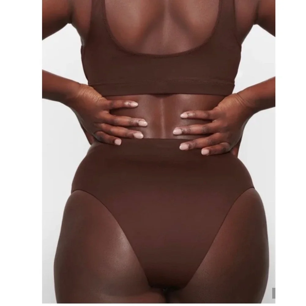 SKIMS Recycled Swim Mid Waist Bottom Cocoa Brown Bikini XL NWT